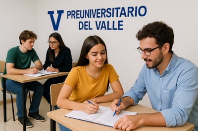 Estudiantes recibiendo clases personalizadas en Preuniversitario del Valle